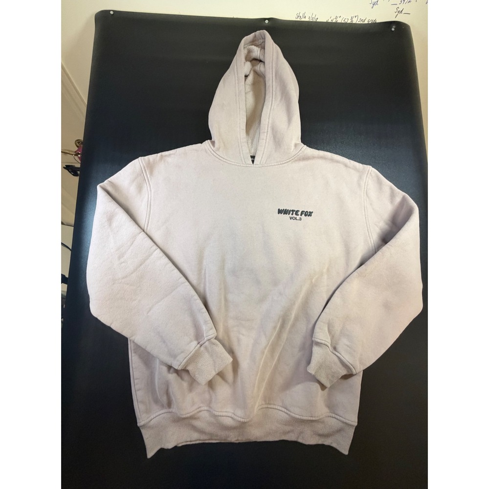 White Fox Boutique Vol.3 Oversized Hoodie Mauve Taupe Puff Print Logo S/M K6‎